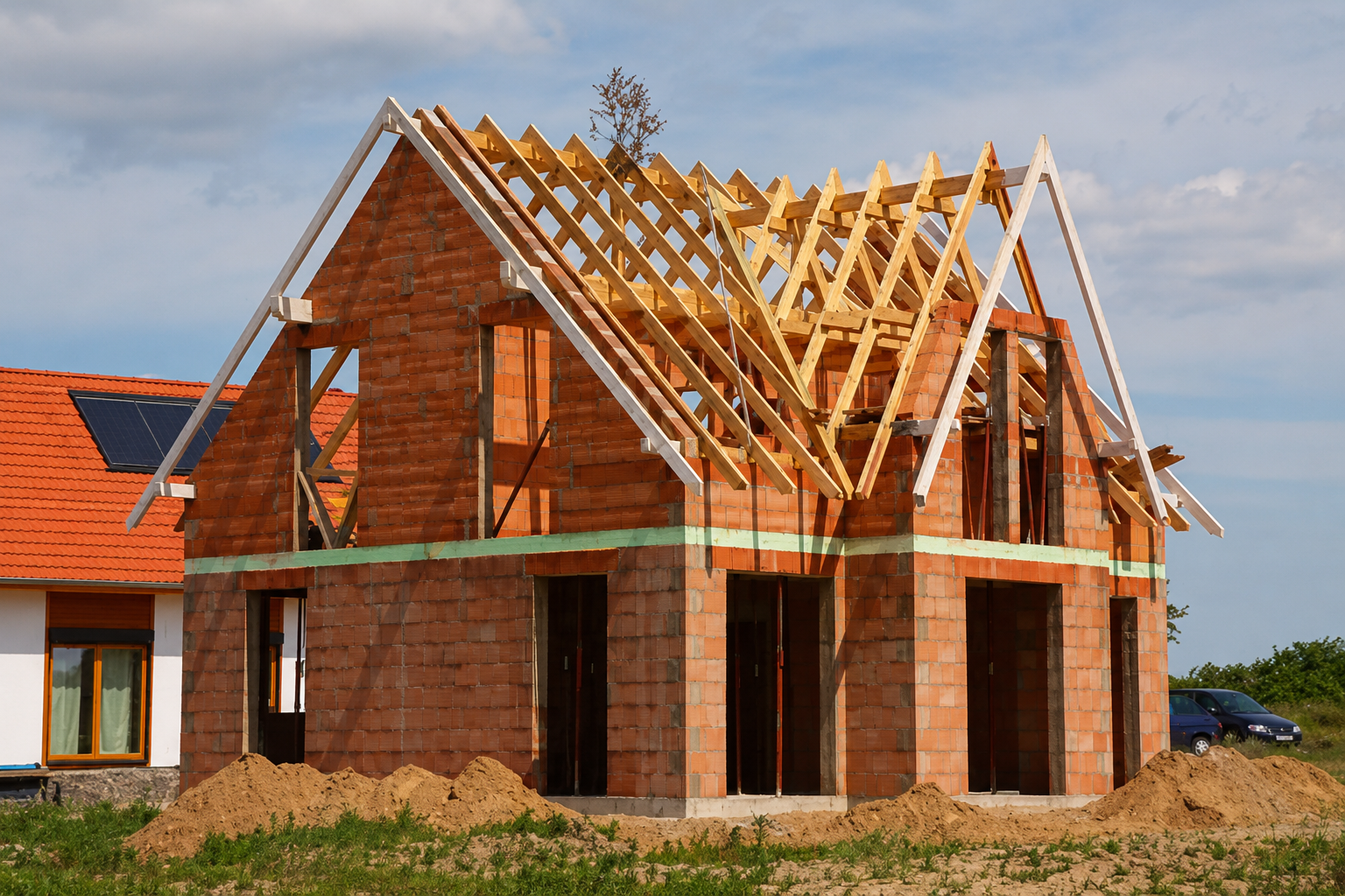 Rohbau eines Einfamilienhauses durch Steinbach Bau
